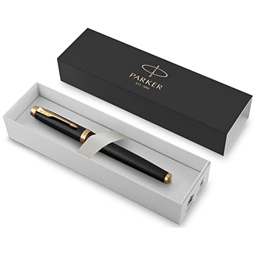 Image of Parker IM Fountain Pen, Premium Black, Medium Nib with Blue Ink Refill (1931653)