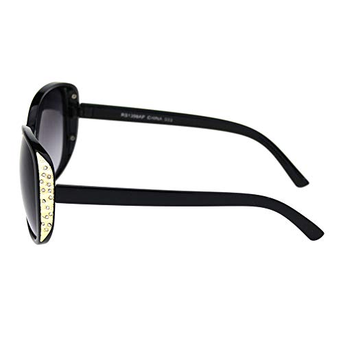 Womens Gold Nugget Rhinestone Side Trim Plastic Butterfly Sunglasses3