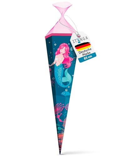 itenga Schultüte 85cm groß Meerjungfrau 6eckig Einschulung Schulanfang -...
