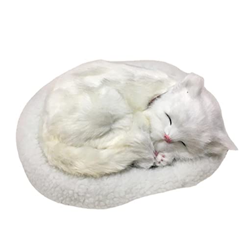 Thonlai Realistic Sleeping Cat Toy, Breathing Cat Stuffed Animal Doll with Mat, Lifelike Stuffed Interactive Pet Toy Plush Toys for Children Home Ornament (3)
