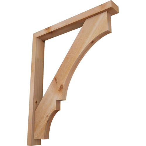 4"W x 32"D x 38"H Balboa Block Rough Sawn Bracket w/Offset Brace, Western Red Cedar