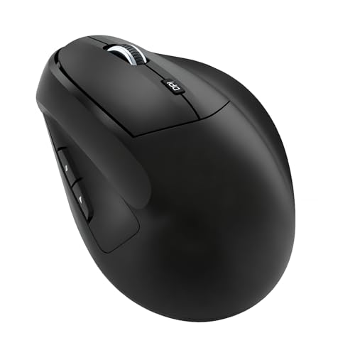 MODIDSTU Black Ergonomic Wireless Vertical Mouse - Rechargeable, 3200DPI, 6 Buttons for Wrist Pain & Carpal Tunnel Relief