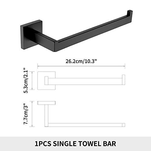 Porte-serviettes rond mural noir mat A7 pour accessoires de rangement