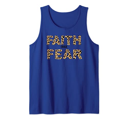 Faith Over Fear Leopard Letters Christian Faith Cross Camiseta sin Mangas