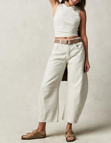 Barrel Jeans Women Barrel Leg Pants, Mid Rise, Wide Leg Boyfriend Jeans for Women Retro Denim Baggy Vintage High Waist3