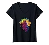 Photo Gallery donna rainbow lion | gay proud lgbt pride month funny pride maglietta con collo a v Photo Gallery donna rainbow lion | gay proud lgbt pride month funny pride maglietta con collo a v