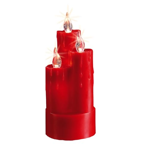 hellum LED Wachskerzen Kombination, Ø 8cm x 20cm hoch, LED Kerzen rot...