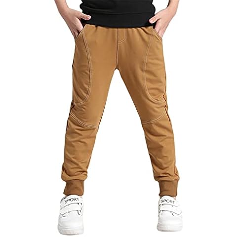 YoungSoul Kids Jogging Bottoms Sweatpants School Boys Jogger Pants Tracksuit Sports Trousers Brown 7-8 Years/Size 140 Cover