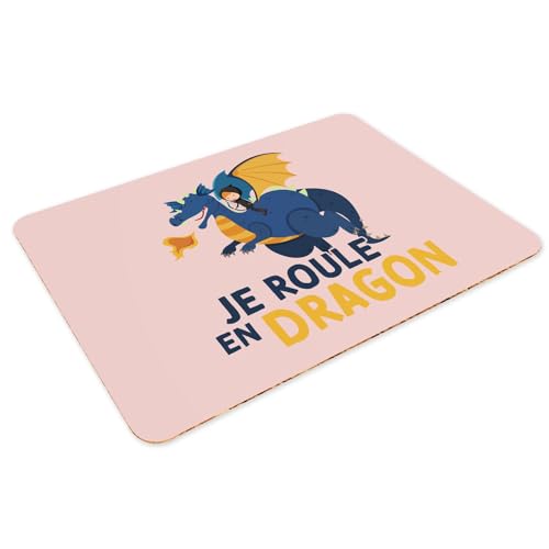 Set de table rose grand format en liège Je Roule en Dragon lot de 4 - 3