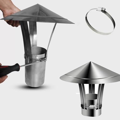 Sombrero Lluvia Techo，Sombrerete Chimenea de Acero Inoxidable 304, Tapa de tubo de chimenea, Antilluvia cubierta para conductos de ventilación 50-300mm(170 mm/6.69 in)