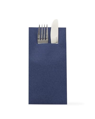 Sovie HOME Besteckserviette in ROYALBLAU aus Linclass Airlaid, 40 x 40cm, 1/8 Falz, 12 Stück, elegante Airlaid-Servietten mit Bestecktasche für Tischdeko