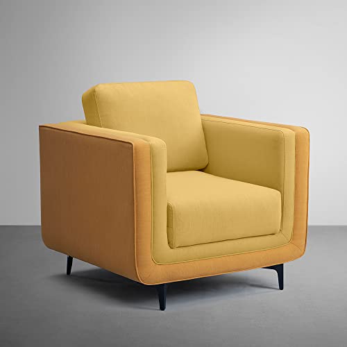 Image of Sleepyhead Mojo Designed by Duroflex - 1 Seater Sofa |Premium Fabric |Dual-Tone Modern Design with Plush Cushioning |Durable Pine Wood Frame & Removable Back Cushion |3 Year Warranty - Trippy Yellow