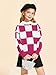 Girls Sweaters Kids Fashion Plaid Mock Neck Pullover Sweater Tops 5-14 Years Hot Pink