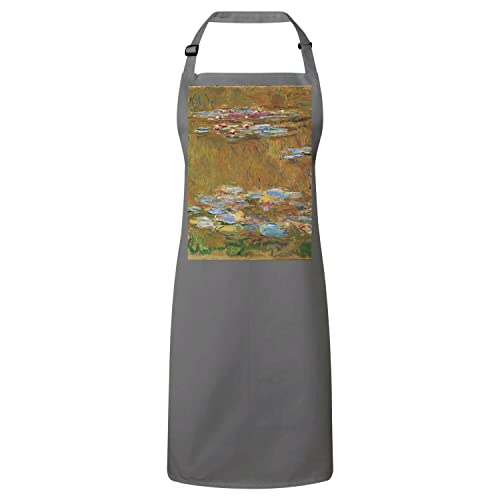 Tablier Les Nympheas Claude Monet peinture impressionnisme gris de cuisine