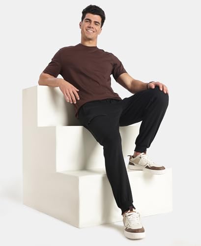 Image of Jockey AM72 Men Super Combed Cotton Rich Regular Fit Jogger with Zipper Pockets