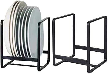 Asters Charming Plate Holder Organizers, Metal Vertical Dish Storage Drying Rack for Cabinet, Cupboard or Kitchen Countertop, 2 Holders