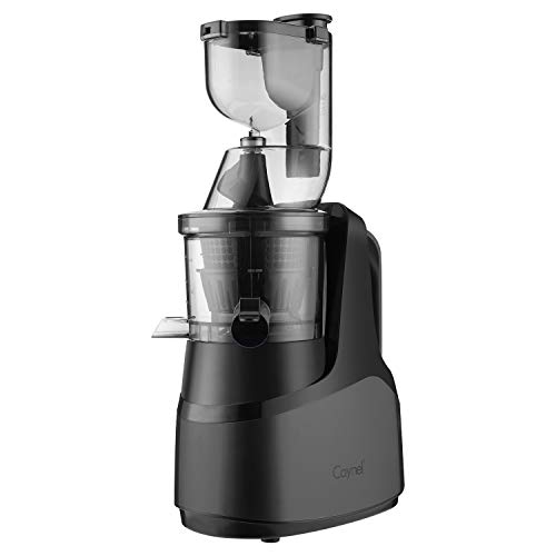 Caynel Slow Masticating Juicer Cold Press Extractor with 3" Wide Chute for Fruits, Vegetables and Herbs, Quiet Durable Motor with Reverse Function, Easy Cleaning High Yield Vertical Juicer, Tritan Material Non-toxic, BPA Free (Black)