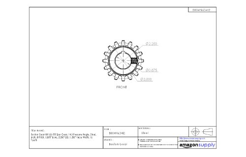 Boston Gear Nh18B Spur Gear, 14.5 Pressure Angle, Steel, Inch, 8 Pitch, 0.875" Bore, 2.500" Od, 1.250" Face Width, 18 Teeth #TOP3