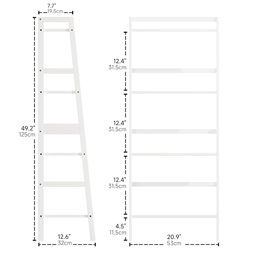 HITNET-Scaffale-a-Scala-a-4-Ripiani-Librerie-in-bambu-scaffali-portaoggetti-per-Libri-per-Soggiorno-Camera-da-Letto-Ufficio-Casa-bianco