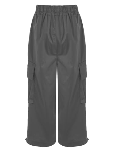 Girls Boys Casual Drawstring Cargo Pants Kids Elastic Waistband Straight Leg Trousers with Pockets Streetwear2