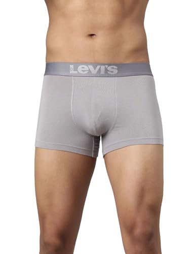 Image of Levi's 032A Trunk for Men | Supima Modal Lycra Blend | Breathable Solid Men's Underwear | 4-Way Stretch | Anti-Roll No-Dig Waistband | No Ride-Up Mid Length Fit | Stay Retention | Pack of 1