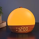 Sunrise Alarm Clock with Sound Machine - Wake Up Light, Wood Grain, Bluetooth, Dual Digital Alarm Clocks for Bedrooms, Adjustable Brightness, 30 Sleep Sounds, White Noise Machine for Baby & Adults