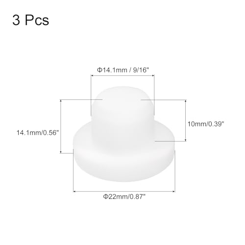 Image of MECCANIXITY 3pcs T-Shaped Silicone Plugs 14.1mm 9 /16 Inch Dia Snap in Plug Hole Seal Cover Round Rubber Stopper for Kitchen Rubber Bulkheads Waterproof Sealing Plugs White