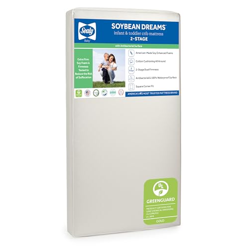 Sealy Soybean Dream Antibacterial 2-Stage Dual Firmness Waterproof Baby Crib