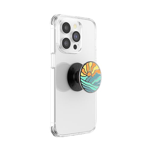Image of ​​​​PopSockets Phone Grip with Expanding Kickstand, Adhesive Grip, Enamel - Mountain Rays