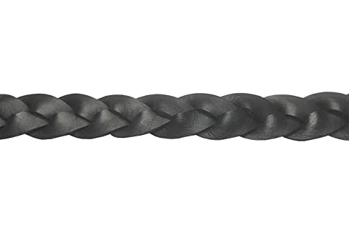 VlaMitex D1 Hundeleine Freihandleine Leder Führleine Hunde-Führleine Fettlederleine Elchlederleine Schleppleine Geflocheten 6 Farben (Schwarz, 200 cm - D1-20-1)