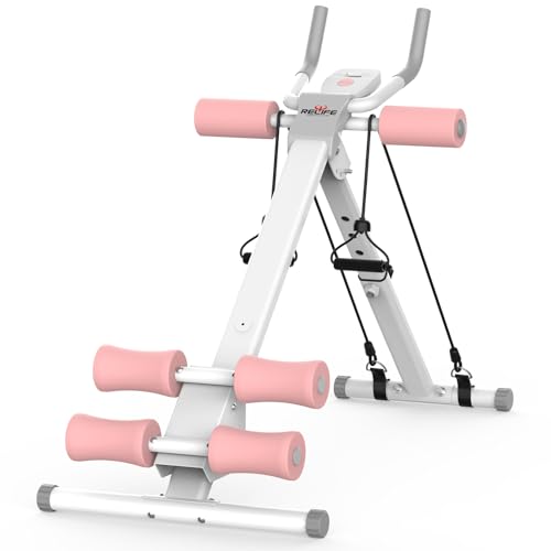 Image of RELIFE REBUILD YOUR LIFE AB Workout Machine Adjustable Ab Trainer Machine Foldable Ab Cruncher Strength Training Equipment for Home Gym, Full Body Workout Equipment 440 LBS