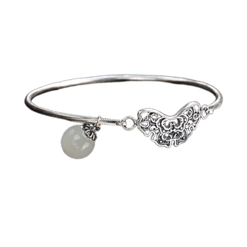 Bracelet en jade de qualité supérieure avec finitions en argent pour femme