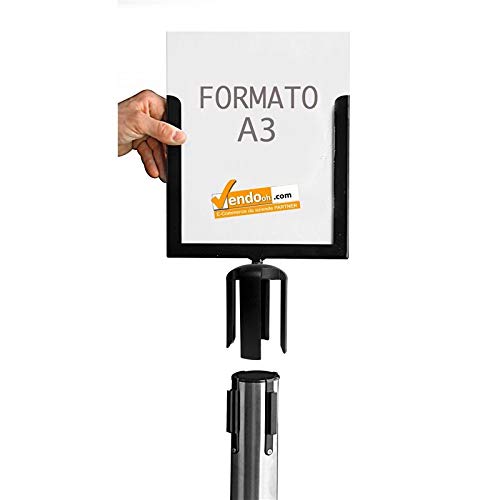 PORTA COMUNICAZIONI PORTA AVVISI CARTELLO FORMATO A3 PER COLONNINA DELIMITA AREA - Nero, Verticale