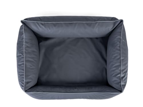 TrendPet Runa, Orthopädisches Kunstlederbett für Hunde, modisch in Kupfer und Grau (Grau, 100x75x30 cm)