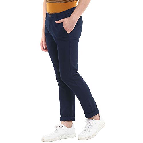 Image of Blackberrys Men's Cotton Blend Self-Design Casual Trousers