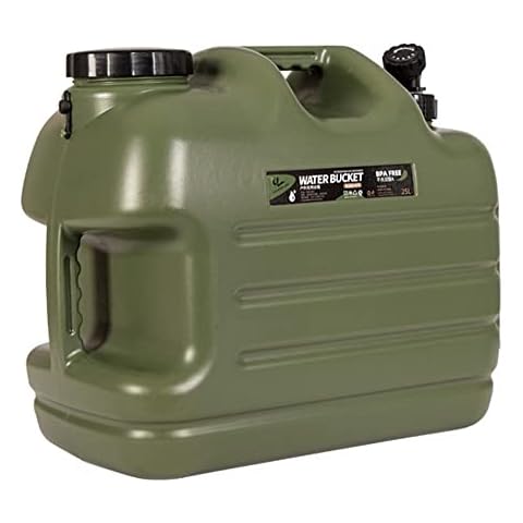 DESERT & FOX Water Container with Spigot 2.6/4.8/6.6Gal PE Water Storage Carrier Portable Green Bucket for Camping Hiking Picnic BBQ(Green 6.6Gal) Cover