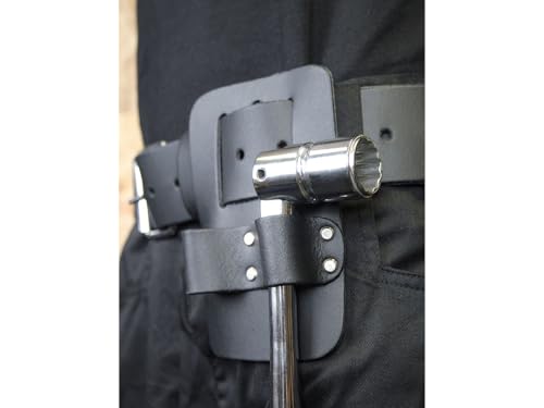 Miniatura 3 de Faithfull Soporte De Llave De Andamio De Doble Bucle De Cuero Negro Para Cinturón De Herramientas