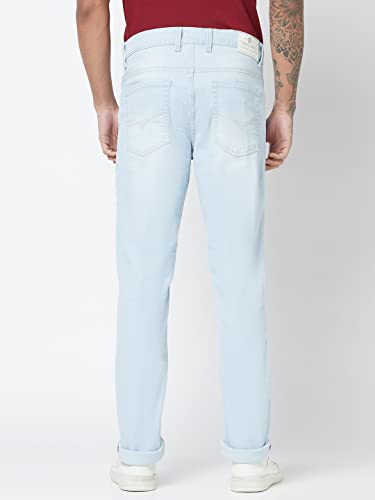 Image of BLUE BUDDHA Men's Denim Slim Fit Jeans: Mid Rise, Flat Front, Casual Elegance with Comfort and Flexibility - Light Blue