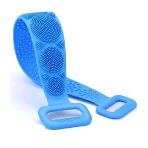 Image of Silicone Body Scrubber & Bath Brush for Deep Cleaning and Exfoliation | Soft Bristles, Non-Slip Grip, Hygienic & Reusable Body Exfoliator for Men & Women (Blue-Back scrubber)
