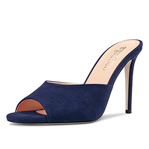 Image of TNYNFBEB Women Stiletto High Heel Peep Open Toe Sandals Slingback Slip-on Wedding Office Cute Basic Classic 3.9 Inches Heels