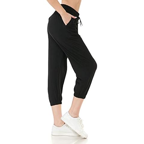 Leggings Depot Women's Cropped Jogger Track Cuff Sweatpants w/Pockets-JCA Cover