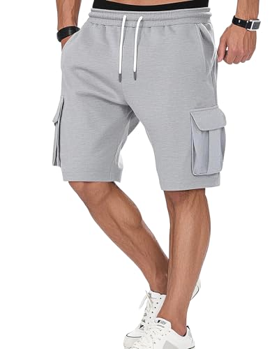 Image of Men's Cargo Sweat Shorts Casual Workout Athletic Jogger Gym SweatShorts