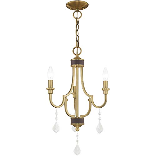 Livex Lighting 41273-01 Glendale - Three Light Mini Chandelier, Antique Brass Finish thumb #4