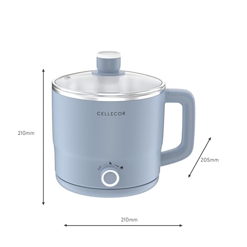 Image of Cellecor Stainless Steel Multi-Cook Kettle CMK18 Home Chef With Steamer, Egg Tray, Rust Free Body, 600W Powerful Output, Multi Cook Electric Kettle (1.8 L, Light Blue)