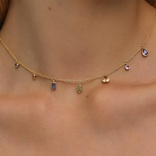 G&GEMSJEW Sparkling 14K Gold Plated Cubic Zirconia Necklace for Women | Elegant Everyday Jewelry Gifts for Wife, Girlfriend | Birthday, Anniversary, Bridesmaid Party Accessories3