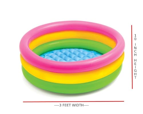 Image of Kidoyz 3 Feet Inflatable Baby Pool Bath Tub for Kids (1-3 Years) - Indoor & Outdoor Swimming Pool for Toddlers | with or Without Air Pump (3Ft Pool + Pump)