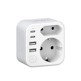 JSVER Adaptateur Prise Afrique du Sud,6 en 1 Adaptateur Voyage France vers Afrique du Sud avec 2 USB A et 2 Type C(17W) Adaptateur Type M pour Namibie, Swaziland, Lesotho et Bhoutan(Blanc)
