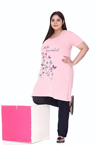 Image of In Love Women's Plus Size Graphic Printed Cotton Night Suit Set Short Sleeve