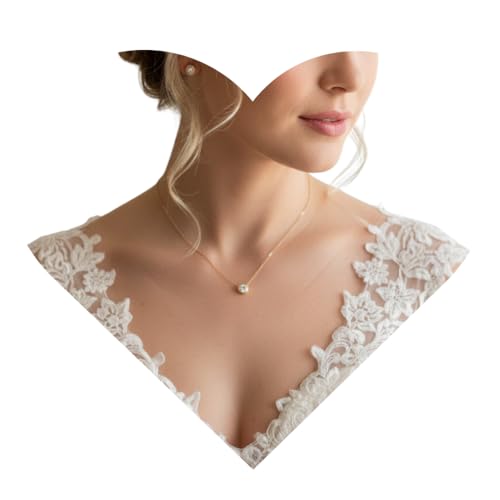 Dezentes Brautschmuck Set Gold – Halskette & Ohrringe mit Zirkonia – Eleganter Strass Schmuck Damen – Hochzeit Brautjungfer Standesamt Geschenk