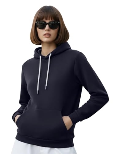 Image of JUNEBERRY Cotton Fleece Regular Fit Solid Sweatshirt Winter Wear Jumper Full Sleeve Hoodie for Women (Sizes- S to 3XL)